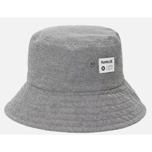 HURLEY chambray bucket hat logo stitch one size gray NWT